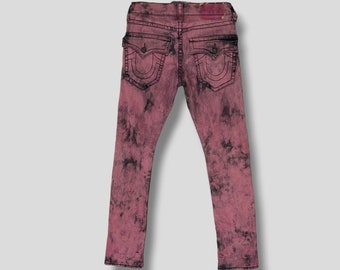 Size 31 Vintage Y2K True religion acid wash denim pant streetwear casual outfits fashion bottom wear tie dye slim skinny pant trouser