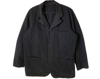 Vintage Y2K Up start canvas chore jacket french works jacket casual outfits fashion work wear utility outerwear black Medium-slim Large