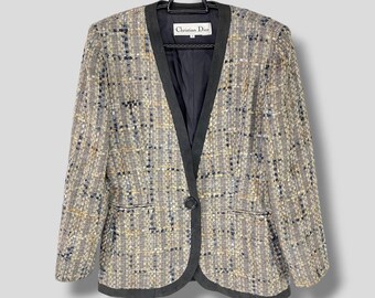 ヴィンテージ クリスチャン ディオール パープルツイードジャケット