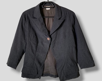 Chaqueta de lana de un solo botón Yohji Yamamoto Iwish vintage de los años 90, ropa informal vanguardista de diseñador, ropa de abrigo ligera, blazer de mujer