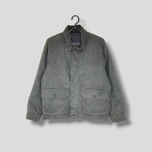 Vintage Burberrys sofrinacial artificial leather quilted line bomber jacket designer casual outfit zip up jacket dark gray Small-Medium