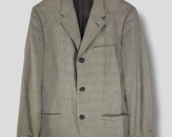 Vintage Gianni Versace single breasted houndstooth blazer designer business casual outfits fashion suit coat sport jacket size 48