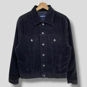 Vintage Uniqlo quiltad fodrad manchesterjacka med truckermönster, arbetskläder, avslappnad outfit, ytterkläder, utility jacka, arbetskläder, svart, liten
