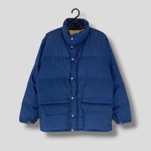 Vintage 70s The north face down puffer jacket outdoor athletic streetwear casual outfit outerwear warm bomber puff jacket blue Small