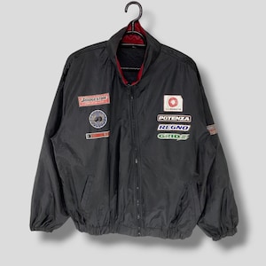 Vintage Bridgestone 2000 millenium windbreaker jacket motorsport casual outfits athletic streetwear racing jacket black Medium