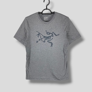 Arc'teryx archeopteryx grand logo t-shirt athlétisme streetwear extérieur tenues décontractées mode gorpcore t-shirt gris petit