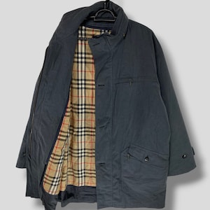 Vintage Burberry nova check line coat designer casual outfits fashion outerwear jacket burberry prorsum black Large