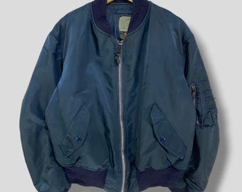 Vintage 90s Alpha Industries Distressed Bomber Jacket Military