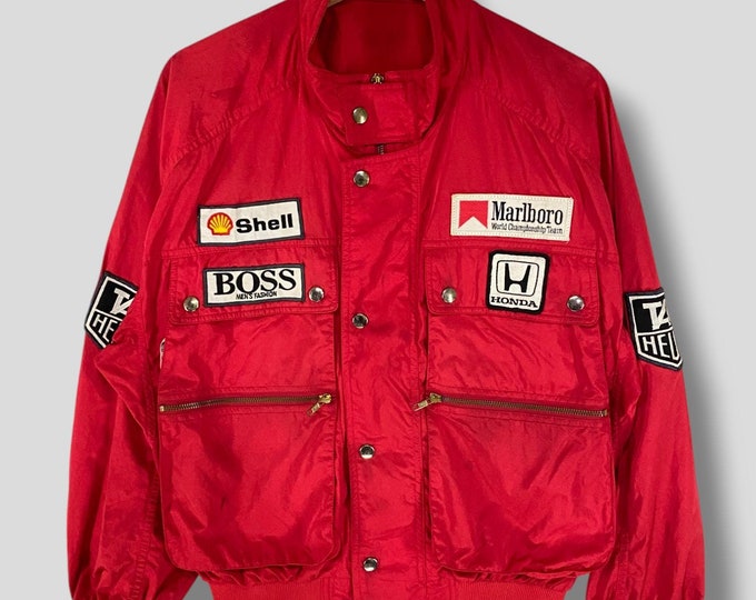 Rare Vintage 80s Marlboro Mclaren Honda Grand Prix Racing Team Bomber ...