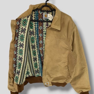 Vintage 90s Carhartt Duck Aztec Lined Jacket Carhartt Wip Jacket