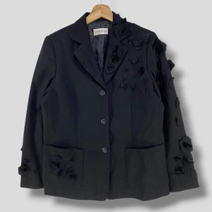 Vintage Y2K Rebault bis flower applique jacket japanese brand casual outfit outerwear preppy womenswear black medium