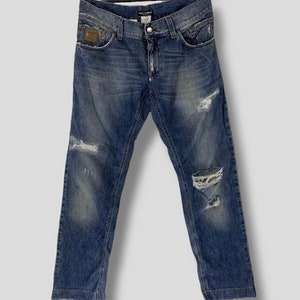 Dolce and gabbana distressed 14 classic denim pant designer distressed jeans pant grunge streetwear denim trouser size W35 made in Italy