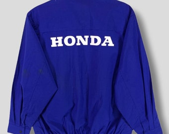 Vintage 90s Honda racing team light bomber jacket collectible Motorsport racing team casual outerwear works jacket blue Medium
