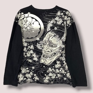 Vintage Japanese souvenir overprint long sleeve tshirt Japanese brand sukajan style tee size Large