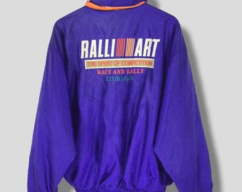 Vintage Ralliart the spirit of competition race and rally jacket collectible JDM mitsubishi racing team motorsport light jacket purple Large