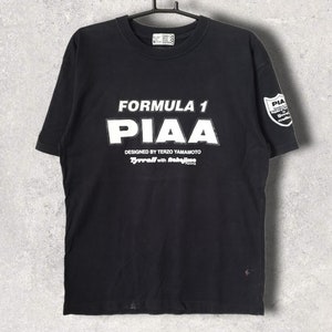 Maglietta vintage PIAA Terzo Yamamoto Motorsport degli anni &#39;90, maglietta nera con cucitura singola, articoli sportivi di Formula 1, taglia Large