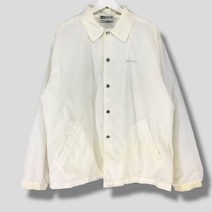 Vintage 90s bitch skateboard logo coach jacket skateboard athletic streetwear light snap jacket white Large