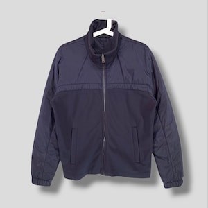 Vintage Prada two tone down jacket men designer jacket Prada blue full zipper cozy light jacket size Medium made in Romania
