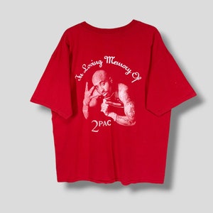 Vintage 90s in loving memory of 2pac tshirt legendary rapper hip hop rap tees tupac shakur memorial tee size XLarge