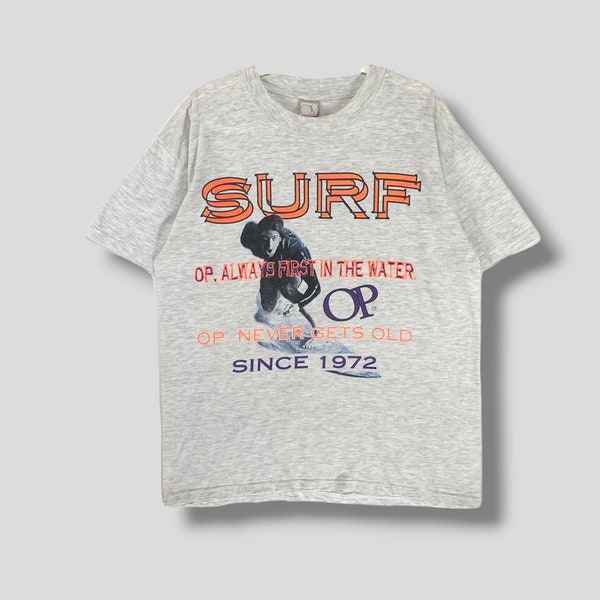 Vintage 90s Ocean pacific surf tshirt surfwear streetwear gray tee size Large