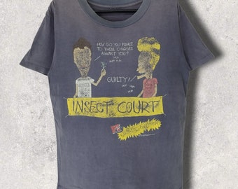 Vintage 90s MTV beavis butthead insect courts distressed sunfaded t-shirt collectible music television tee single stitch faded black medium