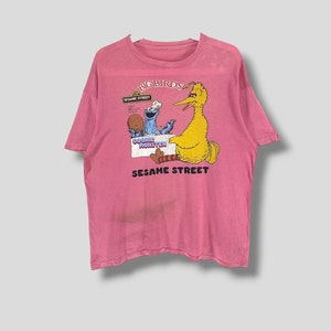Maglietta vintage anni '70-'80 Sesame Street Big Birds e Cookie Monster, personaggio della serie televisiva commedia americana, maglietta con punto singolo, taglia Media