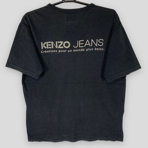 Kenzo jeans spellout logo tshirt Japanese designer black tee size Medium