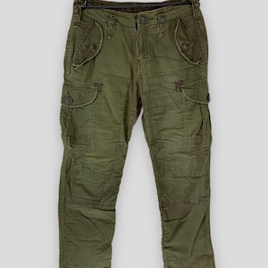 Back number tactical multipocket patchwork cargo pant mens streetwear military fashion green utility pant size 31