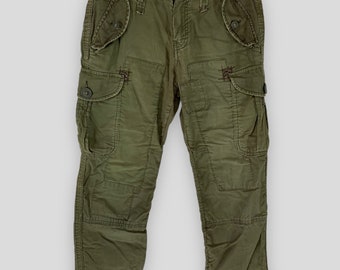 Back number tactical multipocket patchwork cargo pant mens streetwear military fashion green utility pant size 31