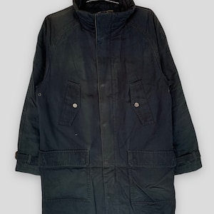 Lacoste Mantel Jacke Designer Herbst Winter Schwarz lange Jacke Größe Medium Made in Slovakia