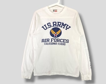 Vintage Y2k Buzz rickson USAAF us army air forces longsleeve t shirt Japanese military brand tee vintage repro army shirt white Medium