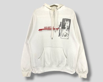 Rare Vintage 90s Kurt cobain and courtney love get off drugs hoodies sweatshirt Nirvana grunge rock concert tour band pullover size Large