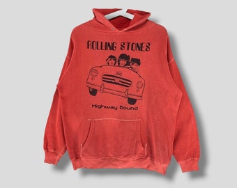 Rare Vintage early 80s The Rolling stones Highway bound vinyl LP cover hoodies sweatshirt English rock concert tour band pullover size Large