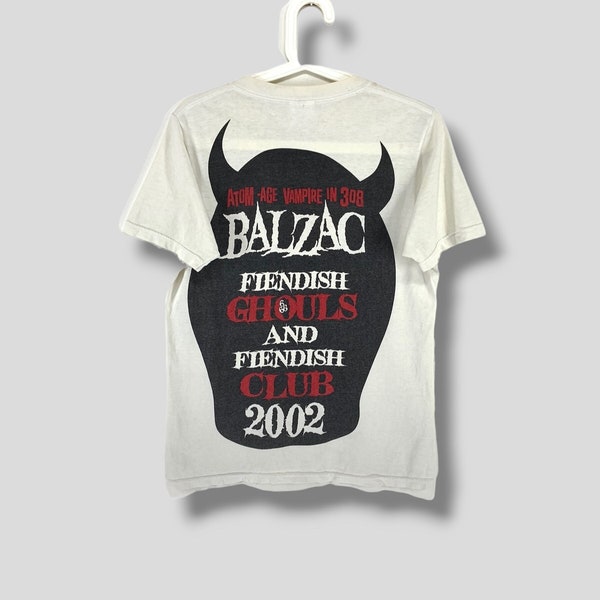 Vintage Balzac fiendish club tshirt Japanese punk rock concert tour white band tee size Small