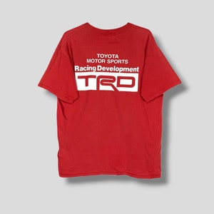 Vintage trd toyota corrida desenvolvimento camiseta toyota equipe de corrida japonesa jdm camiseta vermelha tamanho grande