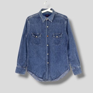 Vintage 45rpm indigo snap button denim Japanese brand blue jeans shirt size XSmall made in Japan