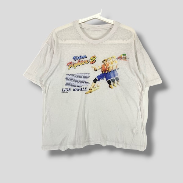 Vintage 90s Virtua fighter 2 lion rafale video games tshirt Sega AM2 fighting games white single stitch tee size Large