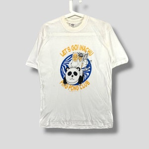 Vintage jaren 90 pingpongclub go inachu tshirt Japanse cartoon wit T-shirt maat Medium