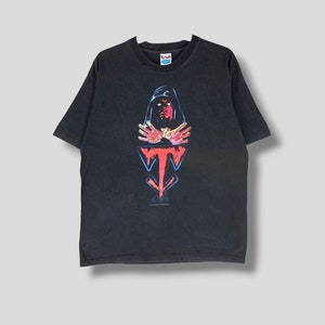 Vintage 90er Jahre Undertaker Dark Priest Hell Has umgezogen Wrestling Tshirt WWE WWF Wrestler Männer Shirt sportlich Streetwear schwarz T-Shirt Größe Medium