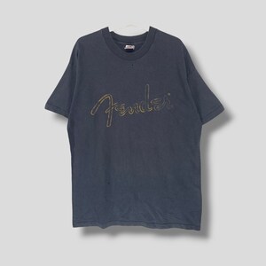Vintage 90s Fender logo tshirt musical instrument single stitch 