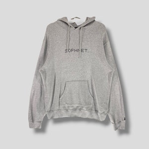 Vintage Y2k Sophnet logo hoodie sweatshirt Japanese brand streetwear casual outfit pullover sweater grey Large