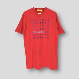 Camiseta vintage de los años 90 con juego de simulación de mascota virtual Tamagotchi, reloj con forma de huevo, camiseta roja de los años 90 con costura simple, talla mediana
