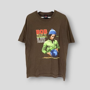 Vintage Bob marley no more trouble tshirt reggae concert tour brown tee size Large