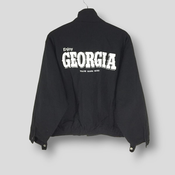 Vintage Georgia spellout big logo jacket coffee brand by coca cola company mens black full zipper jacket sie Medium