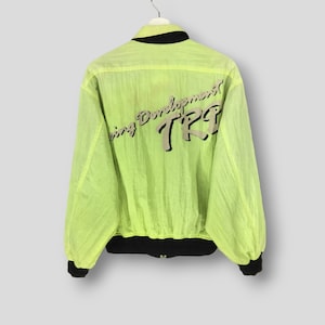 Vintage 90s TRD toyota racing desenvolvimento soletrar logotipo grande jaqueta riversible JDM equipe de corrida preto verde jaqueta tamanho Médio-Grande