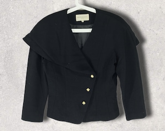 Chaqueta de capas vintage de Balenciaga, ropa casual de diseñador de vanguardia, ropa de abrigo, moda negra, ropa de mujer, traje retro de un solo pecho