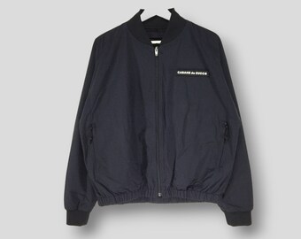 Giubbotto bomber vintage Cabane de Zucca con logo e toppa sul cinturino, stile preppy giapponese, casual, da aviatore, nero, taglia M