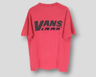 Vintage 90s Vans USA tshirt skateboard streetwear mens shirt single stitch red tee size Large