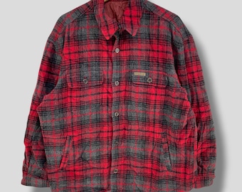 Vintage 90s Five Brother Plaid Flannel Shirt, Thick Woven Cotton