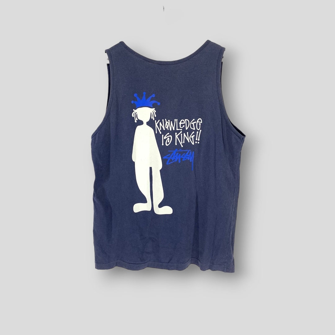 Vintage 90s Stussy Knowledge is King Sleeveless Tshirt Streetwear
